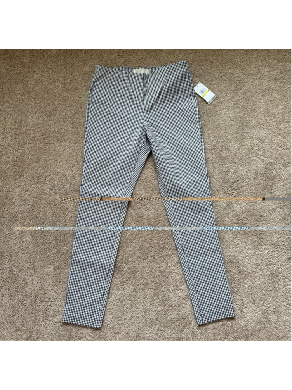 Michael Michael Kors Super Skinny Pull-On Pants M High Rise Checkered Gingham
